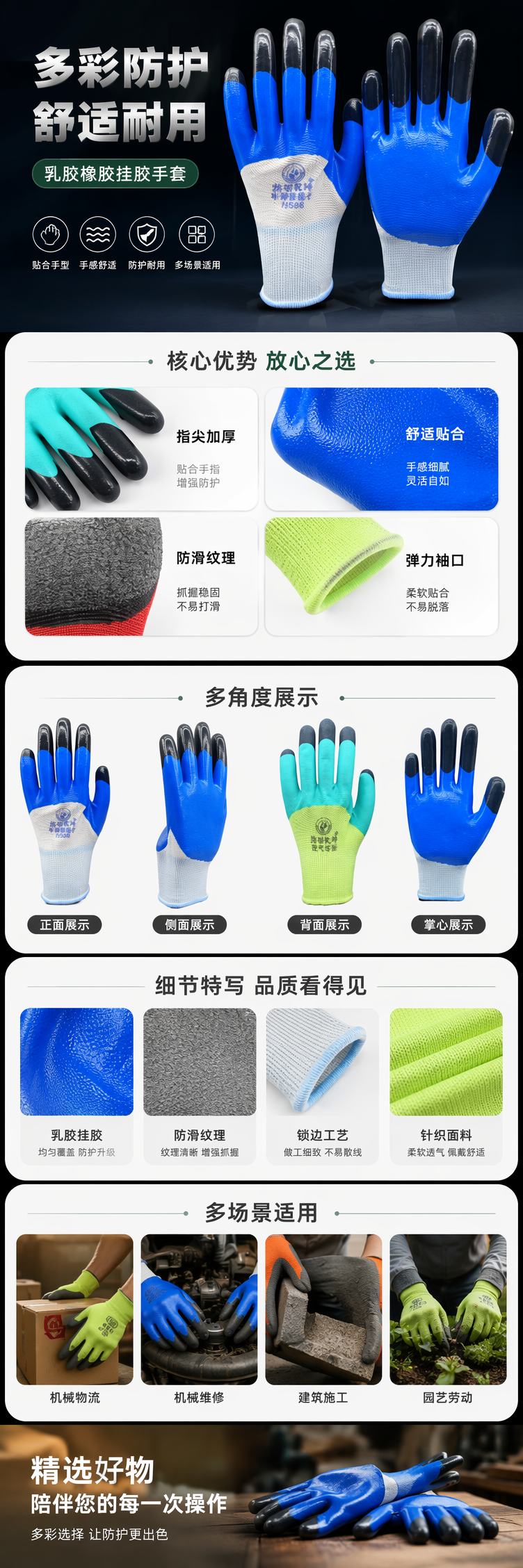 彩色橡胶手套 防滑耐磨加厚款 男女通用家用清洁劳保 pic 1