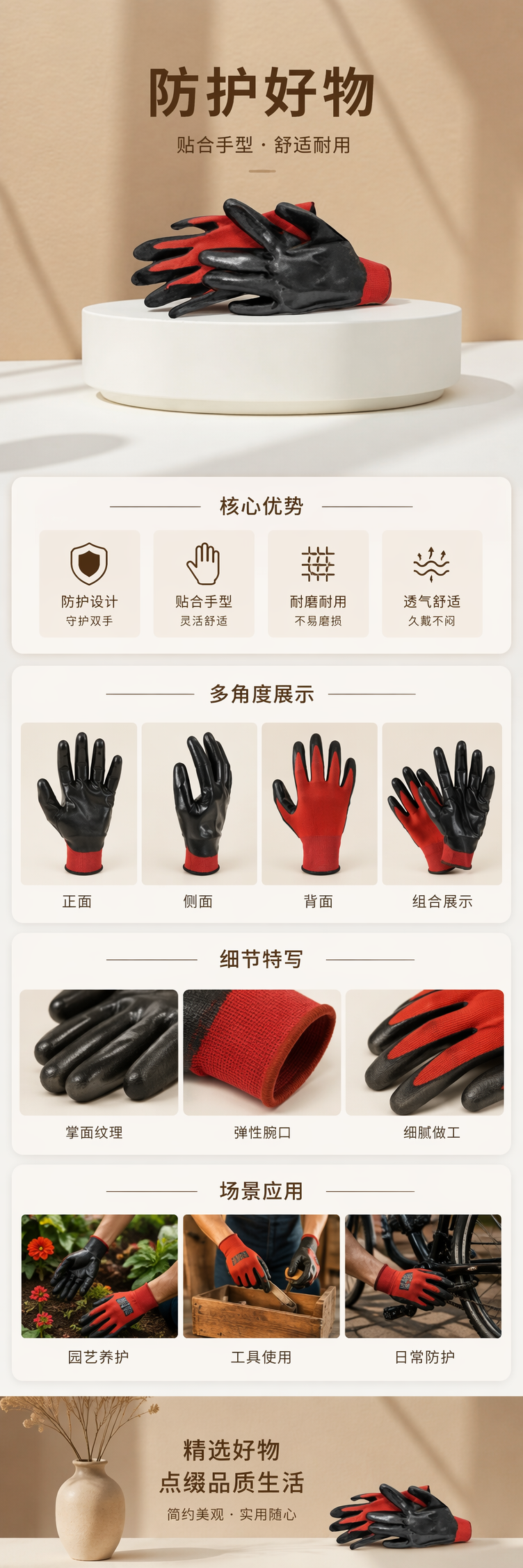 红黑相间运动保暖手套 男女通用加厚防滑骑行手套 pic 1