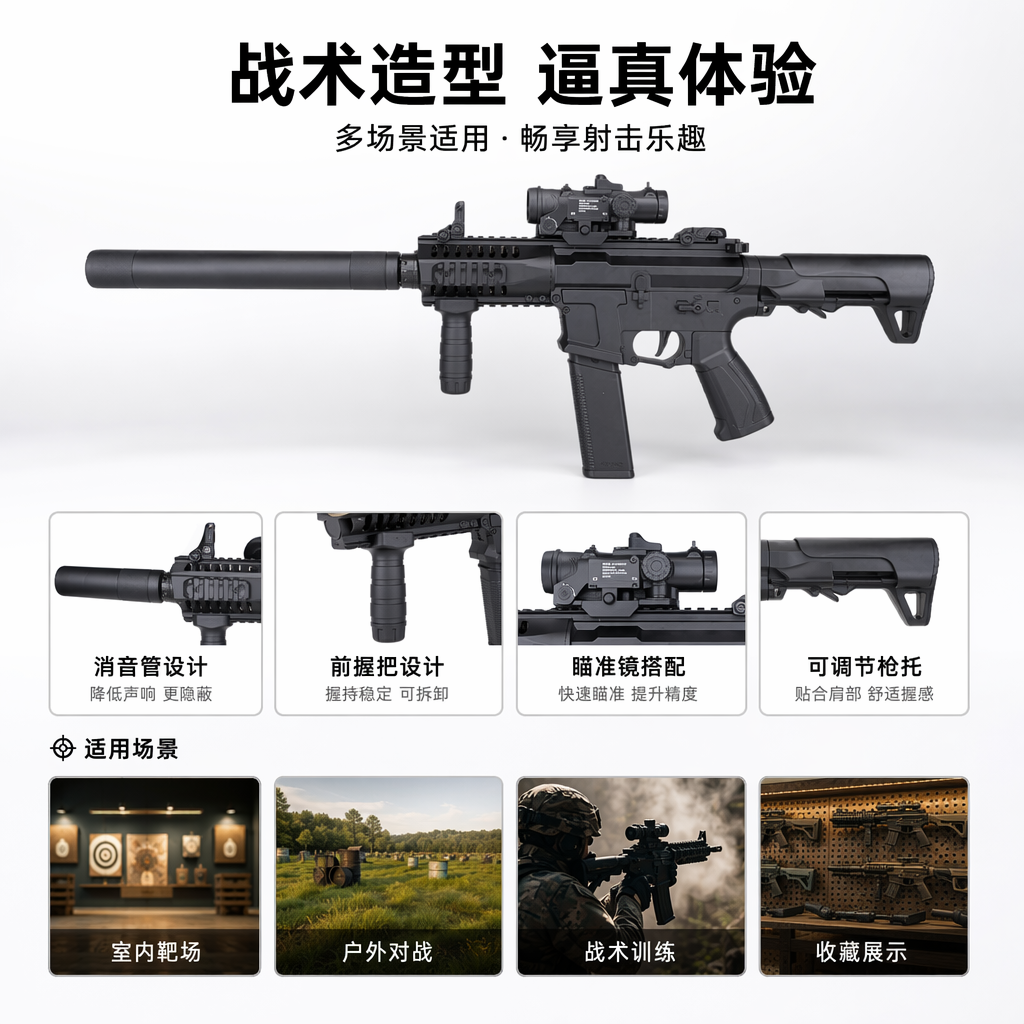 黑色玩具枪仿真射击儿童安全软弹枪