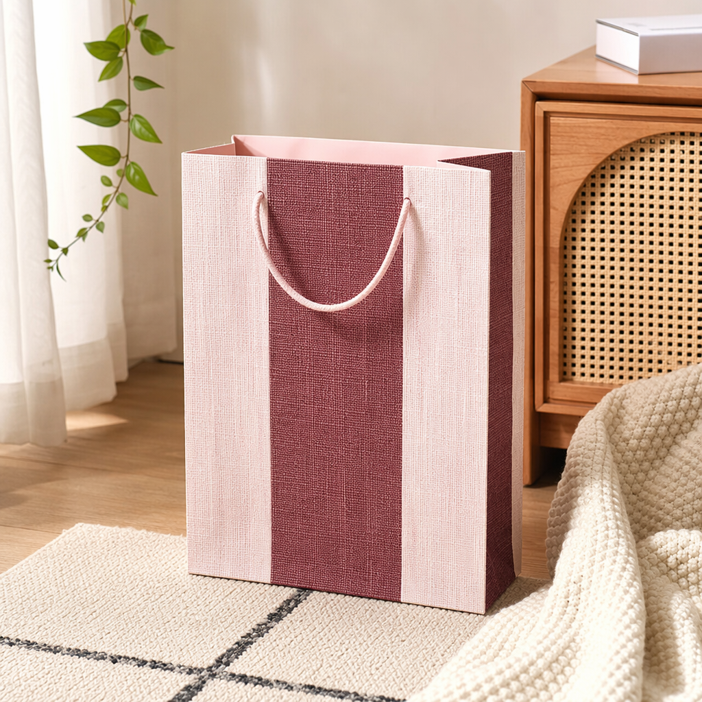 أكياس ورقية كبيرة الحجم وردية مخطوطة وردية تحتوي على أغلفة هدايا مراعية للبيئة details Picture