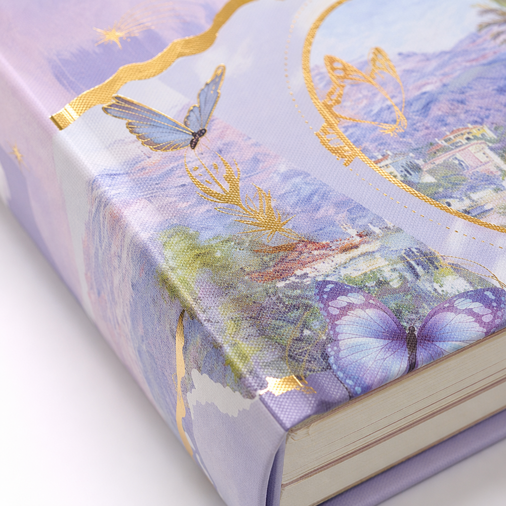 Purple cover notebook Meet Impression Butterfly Landscape Flower Illustration style Application Scenario