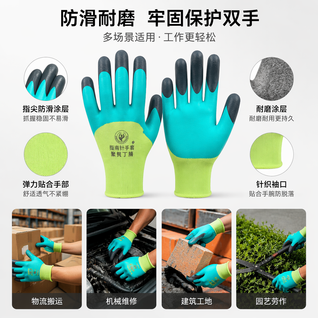 Colored rubber gloves, anti-slip, wear-resistant and thickened, suitable for both men and women, household cleaning and labor protection