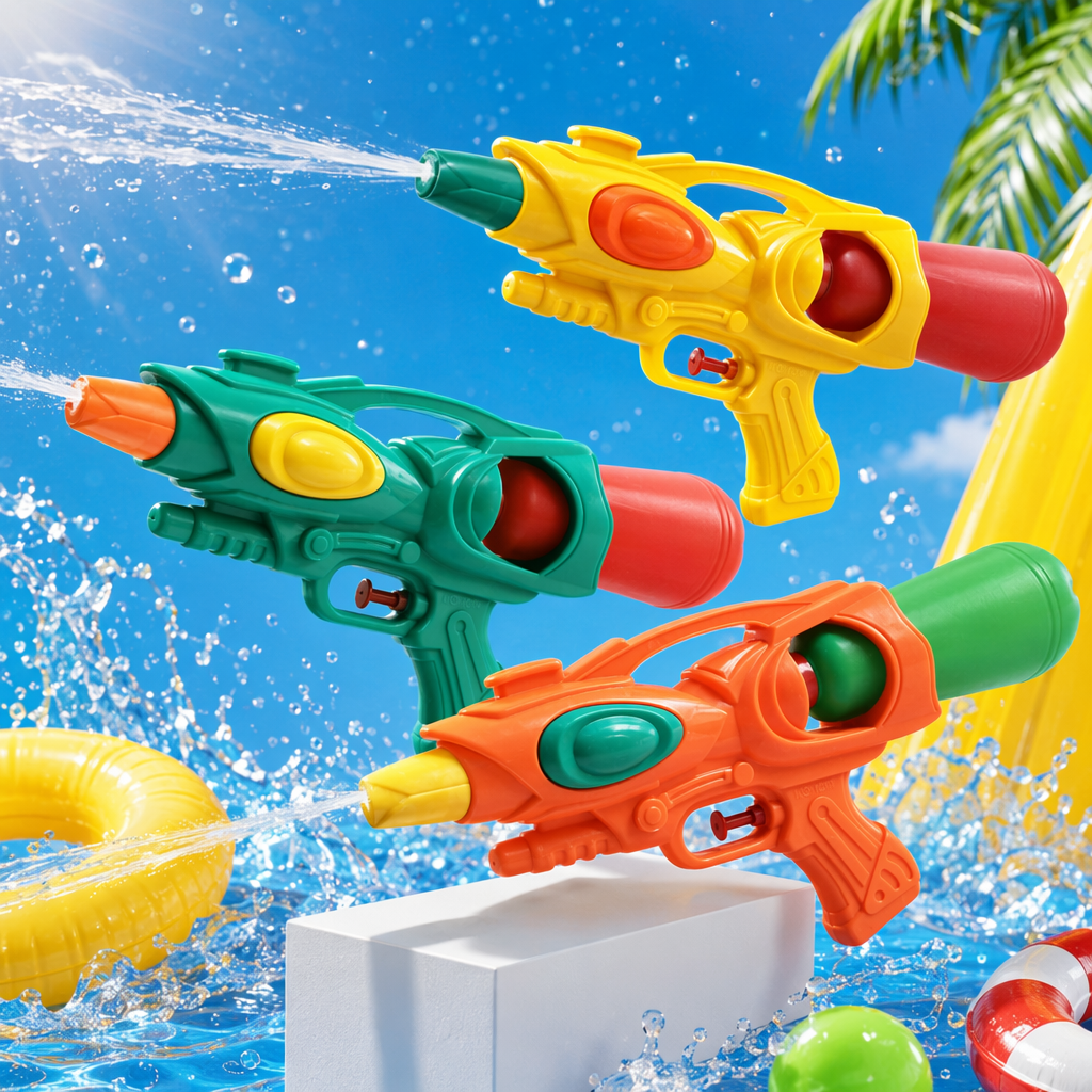 橙色水枪带绿色储水罐黄色枪嘴儿童夏季玩具 Specification image