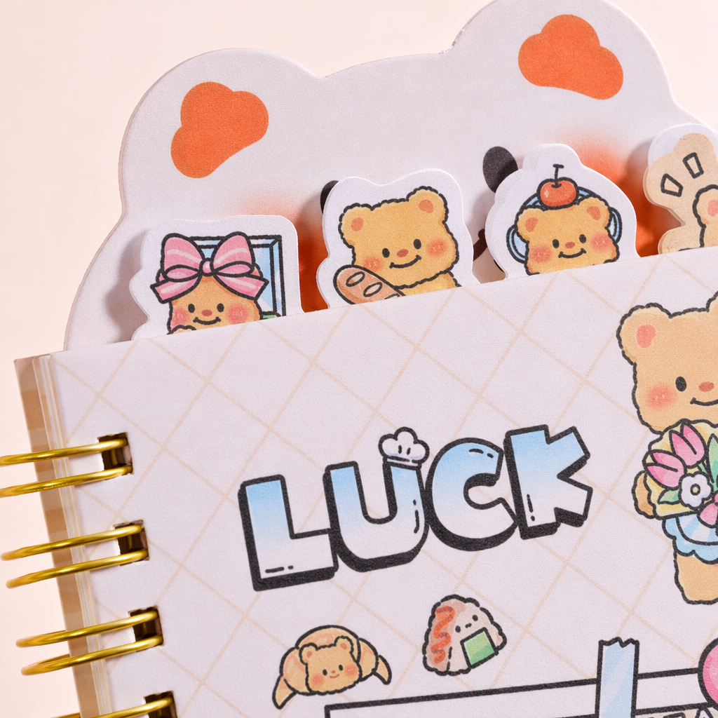Pink mechanical keyboard with cartoon sticker notebook set student office creative gift Application Scenario