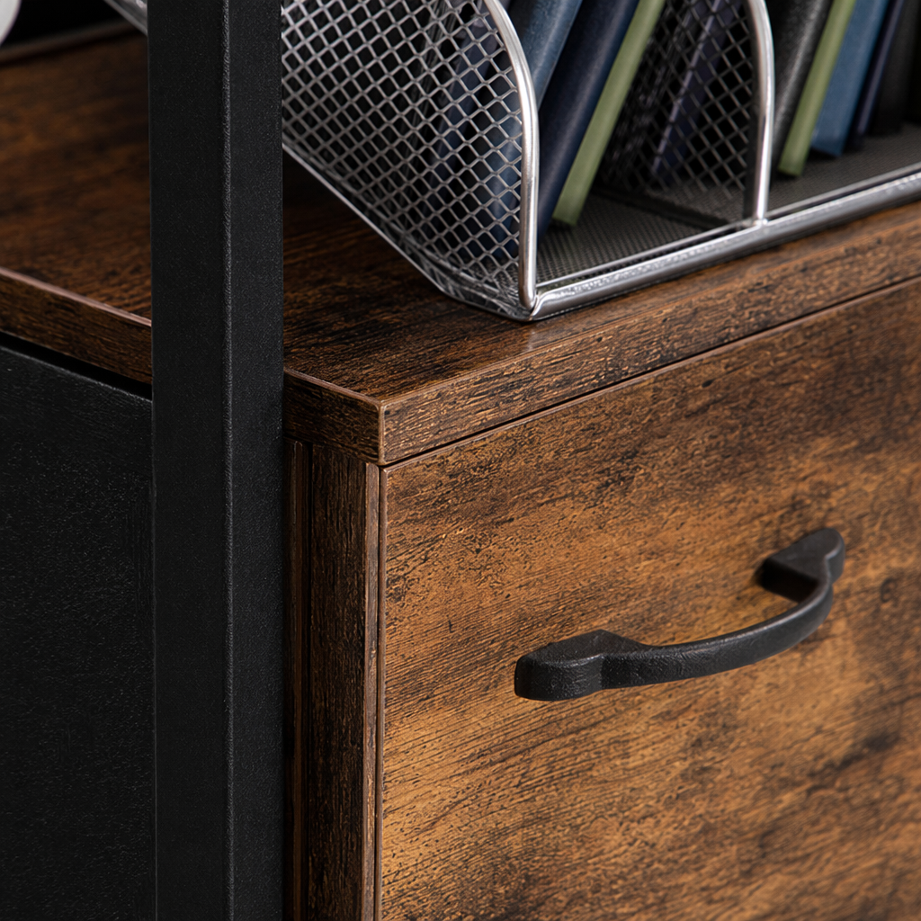 Retro wooden desk cabinet, Nordic-style solid wood office and study desk, storage combination furniture Application Scenario