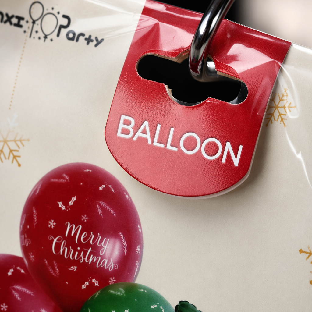 Red and green Christmas-themed balloon set, festive decoration and party supplies Application Scenario