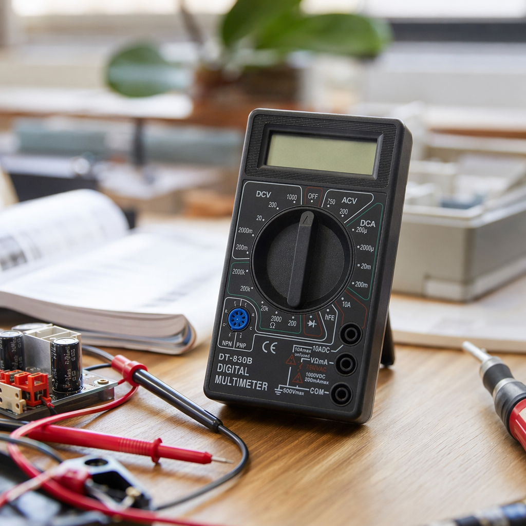 Black digital multimeter, automatic range AC/DC voltage, current and resistance tester details Picture
