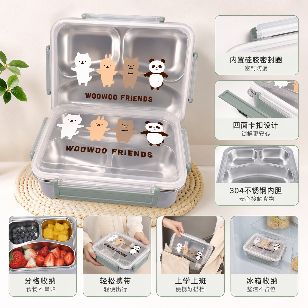 Stainless steel lunch boxes, simple student preservation boxes, daily necessities, tableware, hardware