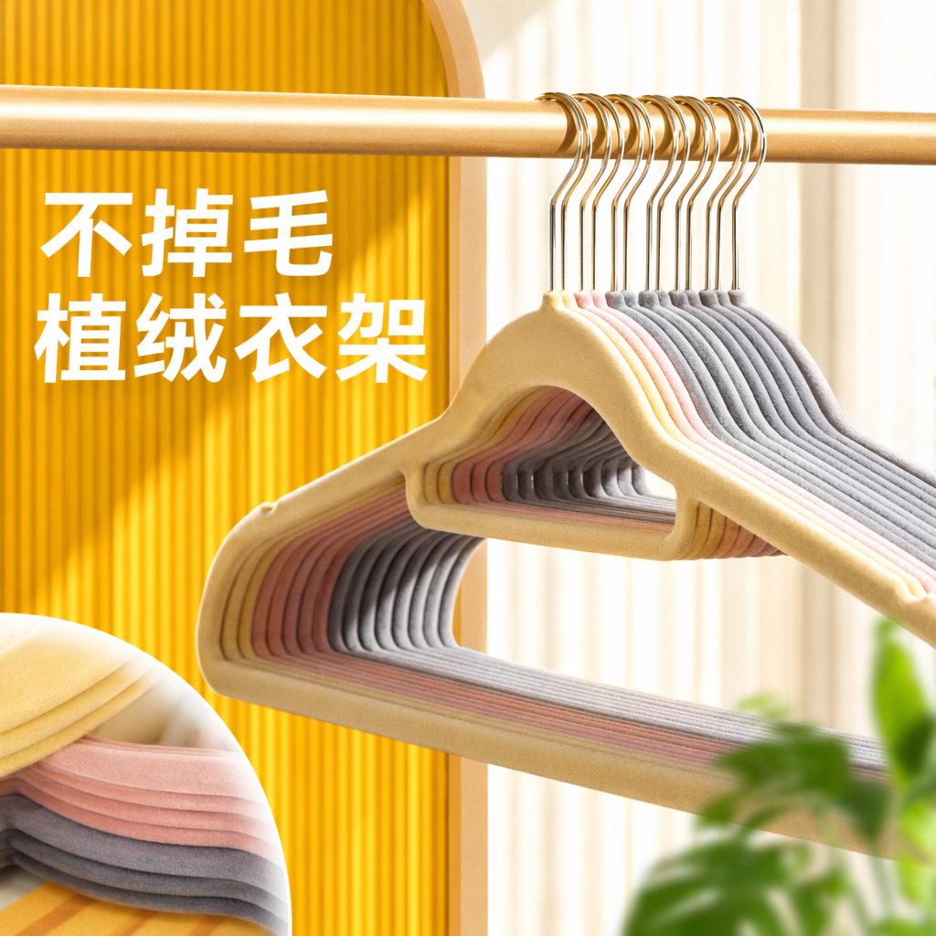 Colorful velvet coat rack, anti-slip and thickened household wardrobe storage hanger Specification image