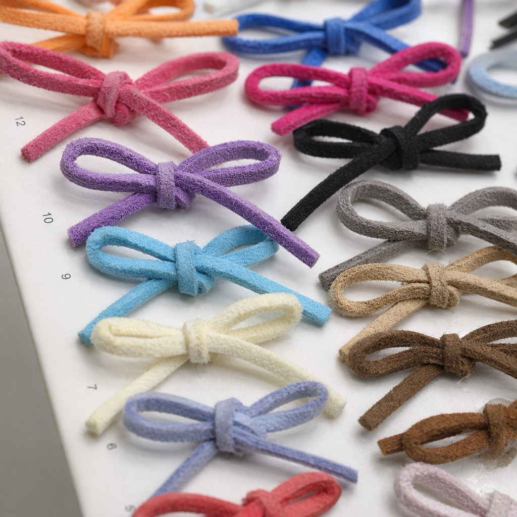 Colorful suede bow ornaments, fashionable hair accessories, headwear, clothing and hat decorative accessories Application Scenario