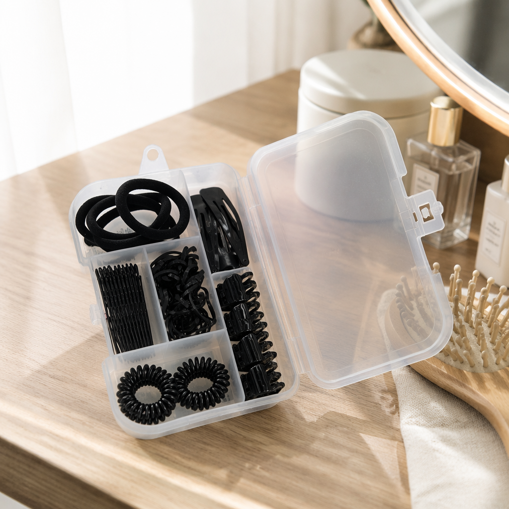 Transparent storage box, black hair accessory dedicated organization box, dust-proof and moisture-proof, stackable for multi-layer storage details Picture