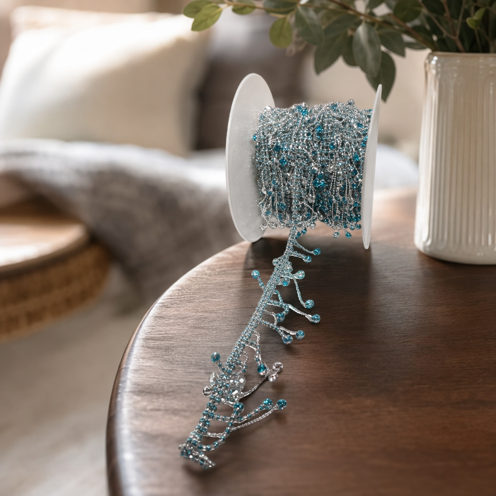 Blue rhinestone tassel jewelry, fashionable earrings and necklace set details Picture