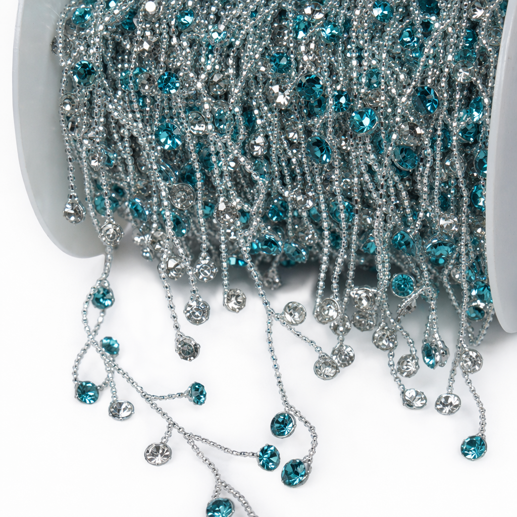Blue rhinestone tassel jewelry, fashionable earrings and necklace set Application Scenario