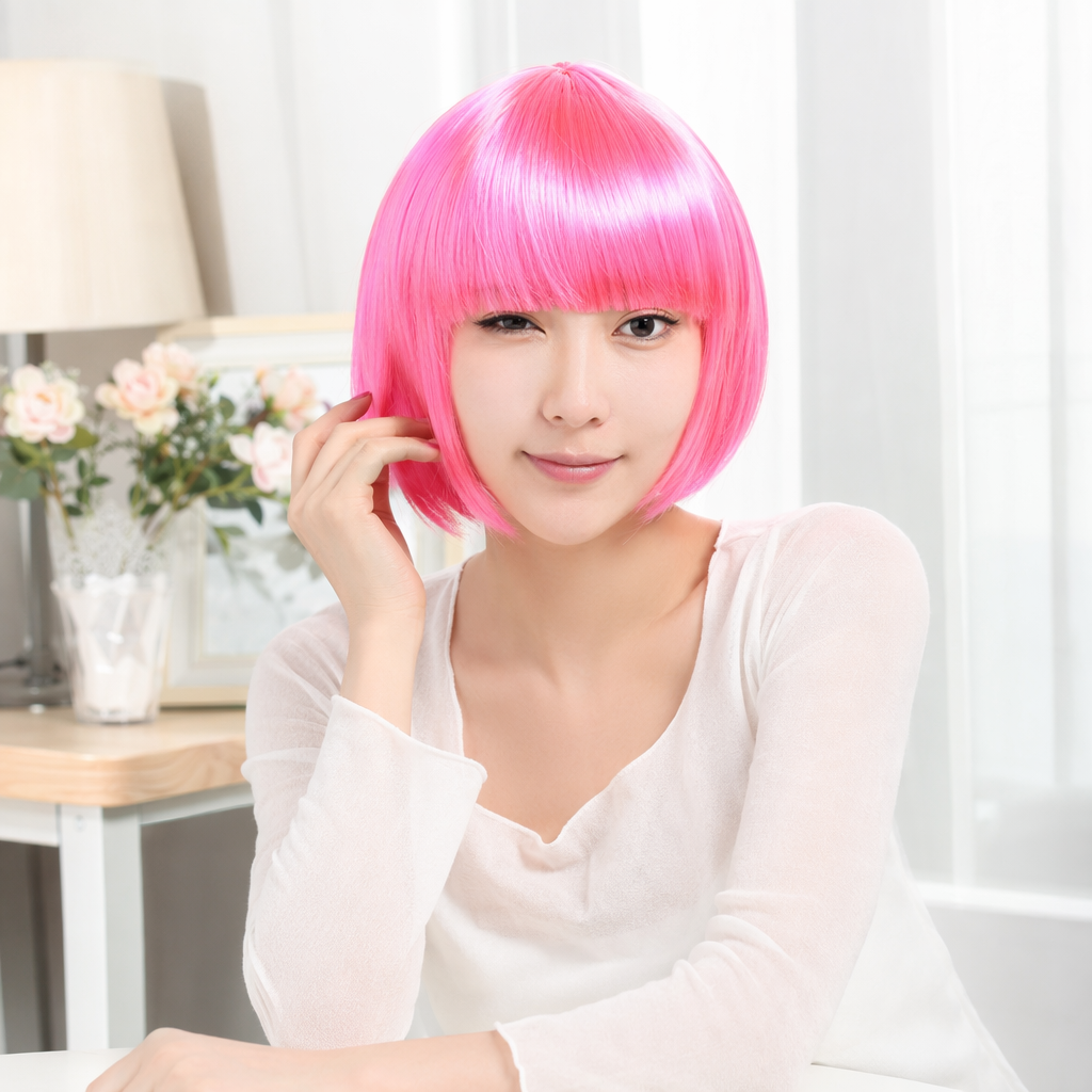The colorful Bob wig for women's short hair simulates bangs, which are naturally fluffy and breathable details Picture