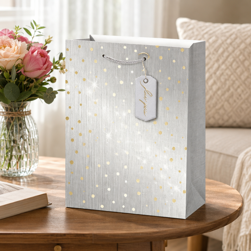 Silver gold dot gift bag, high-end hand-held eco-friendly packaging bag details Picture