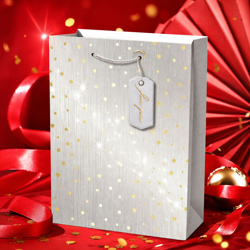 Silver gold dot gift bag, high-end hand-held eco-friendly packaging bag Specification image