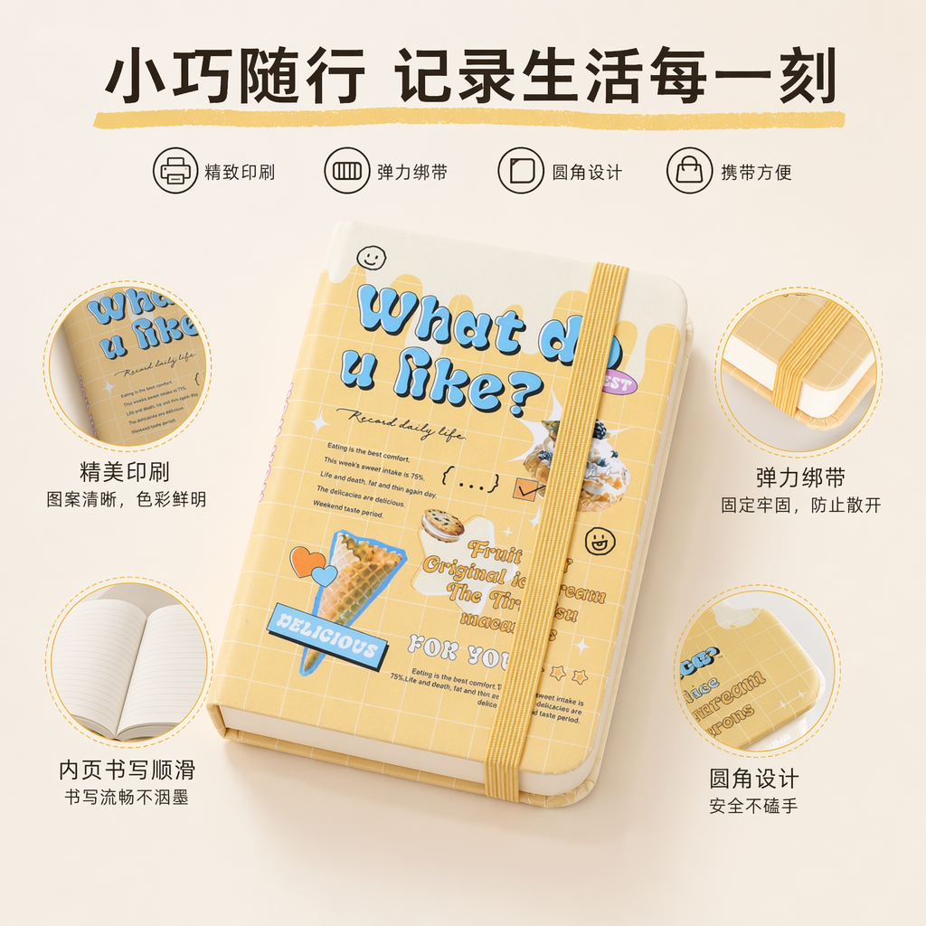 Yellow grid cover notebook A5 thickened paper simple student notebook