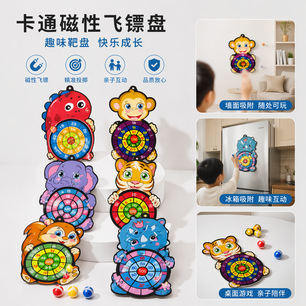 Colorful cartoon animal targets, children's fun shooting practice targets, family outdoor game props