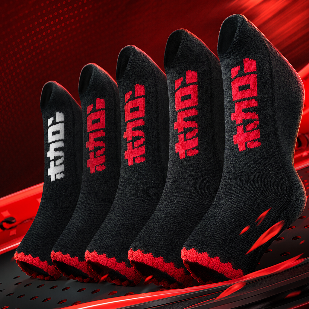 Black socks with red letter patterns, pure cotton mid-calf socks for both men and women Specification image