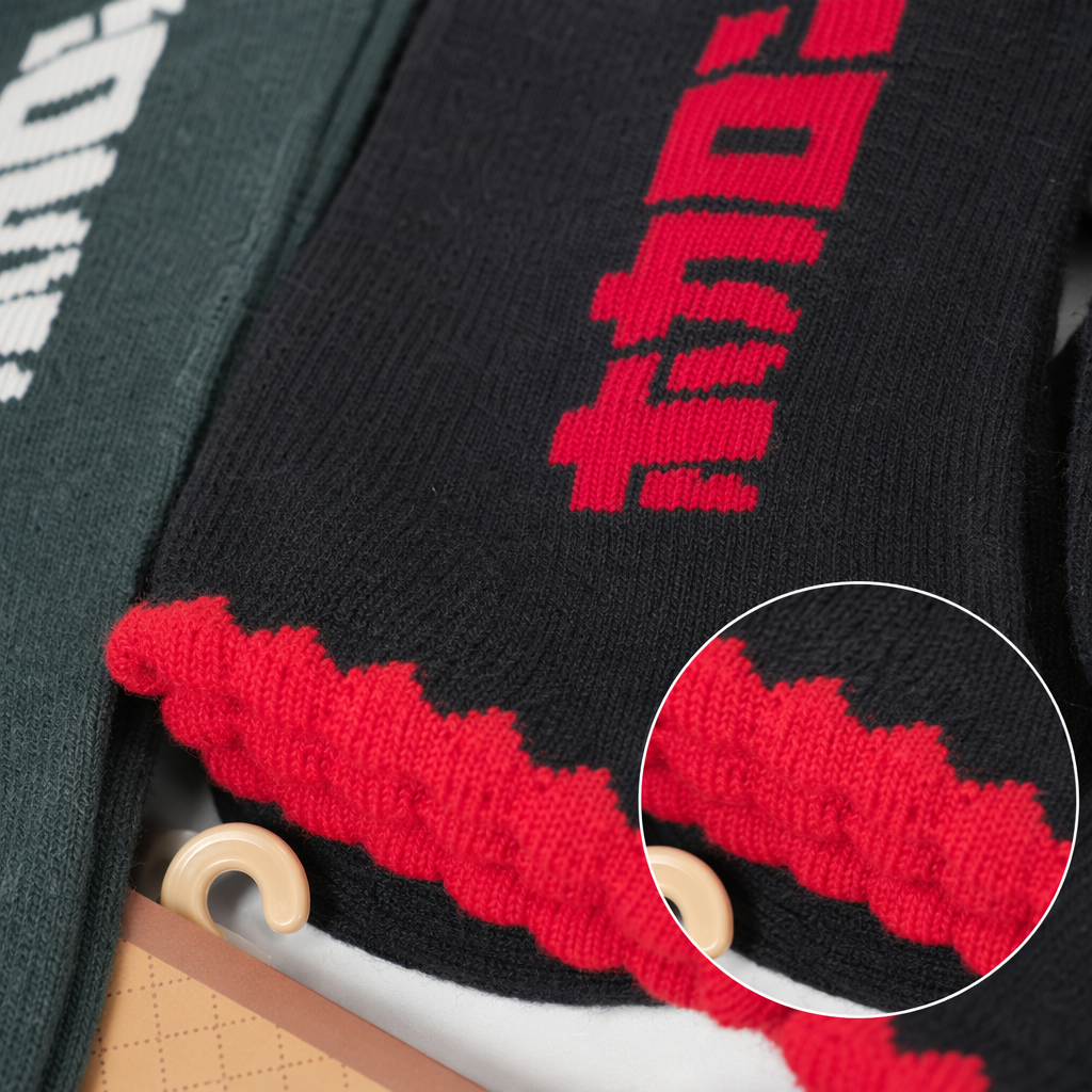 Black socks with red letter patterns, pure cotton mid-calf socks for both men and women Application Scenario