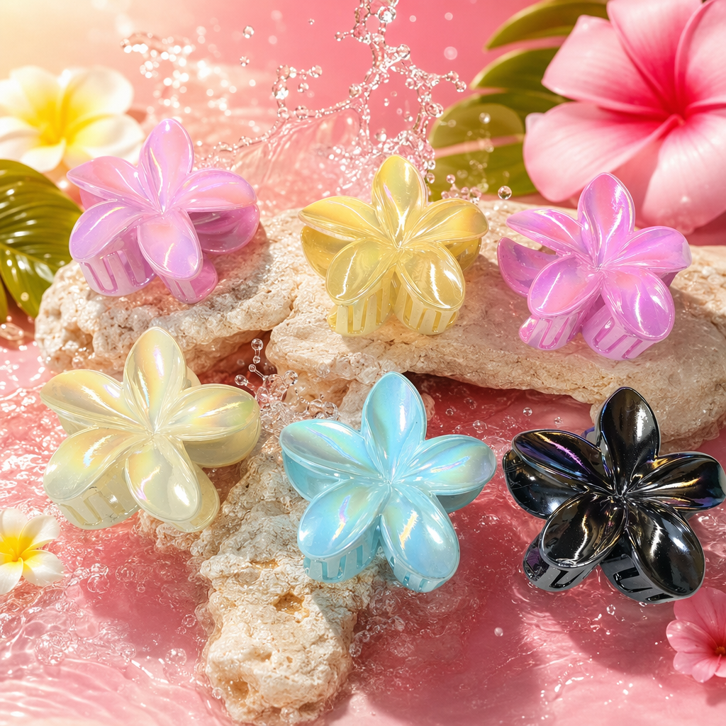 Colorful flower-shaped hair clips with fine metal teeth are anti-slip and won't damage children's hair when worn daily Specification image