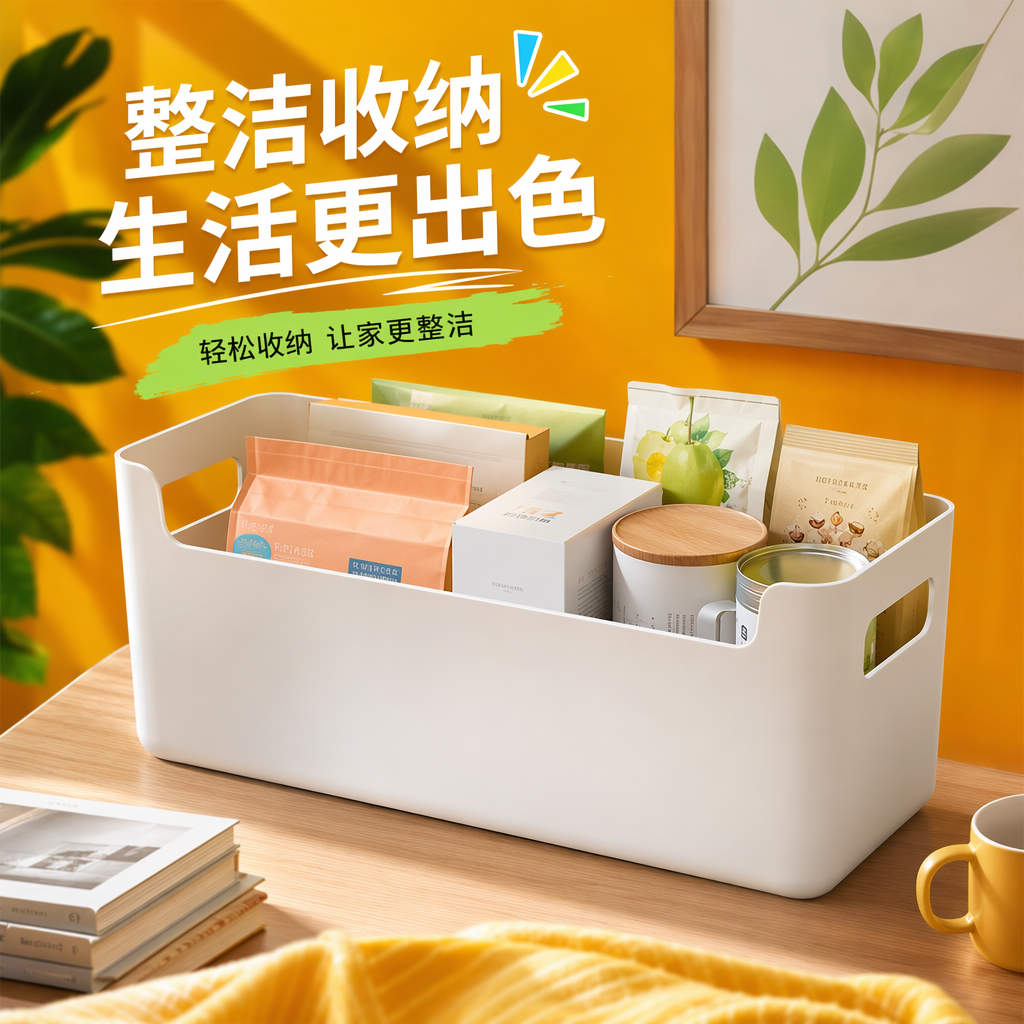 白色长方形收纳筐细节图