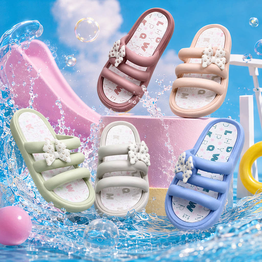 Colorful bow home slippers for women, comfortable cotton and linen anti-slip soft soles Specification image