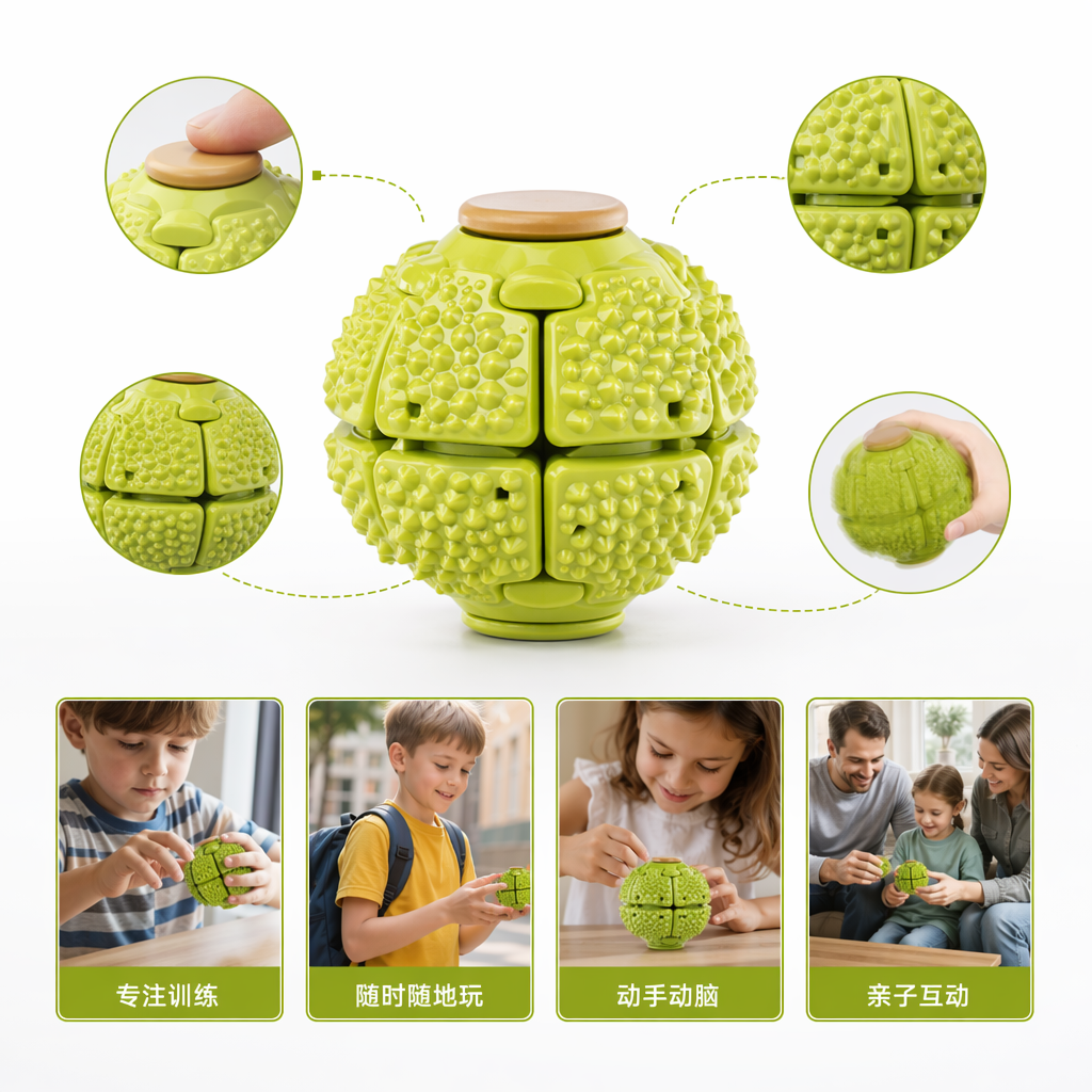 绿色指尖陀螺球解压玩具静音轴承旋转器