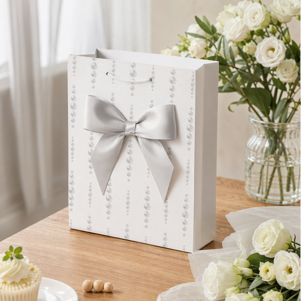 The pearl pattern gift box is a four-color set with pink, blue, purple and white diamond-shaped vertical stripes for gift packaging details Picture