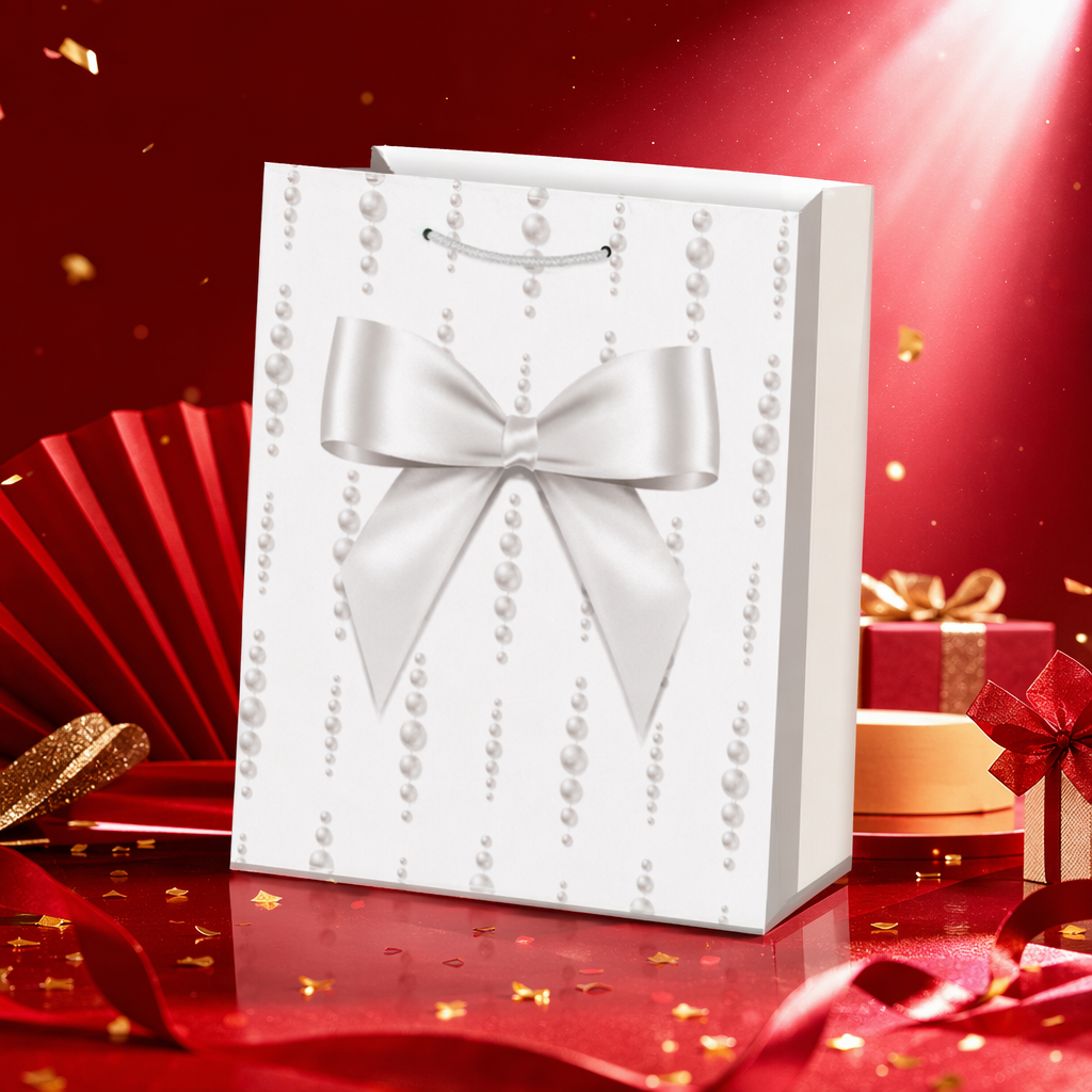 The pearl pattern gift box is a four-color set with pink, blue, purple and white diamond-shaped vertical stripes for gift packaging Specification image