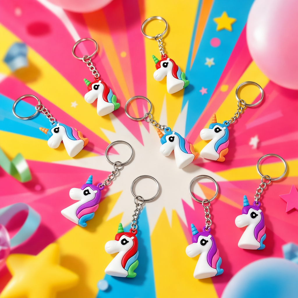 Colorful unicorn fleece keychain, cute pendant, and adorable car bag decoration Specification image