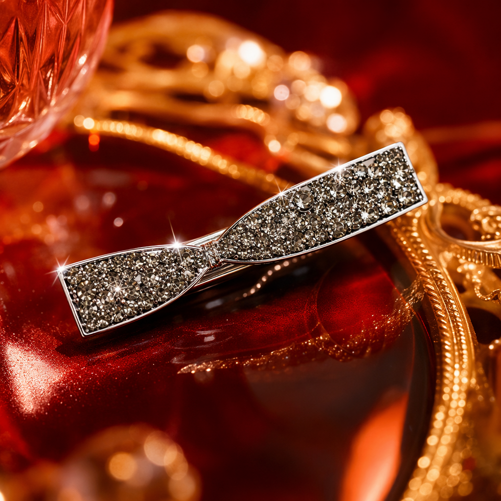 The silver diamond-encrusted bow hairpin is fashionable and exquisite, suitable for both girls and adults Specification image