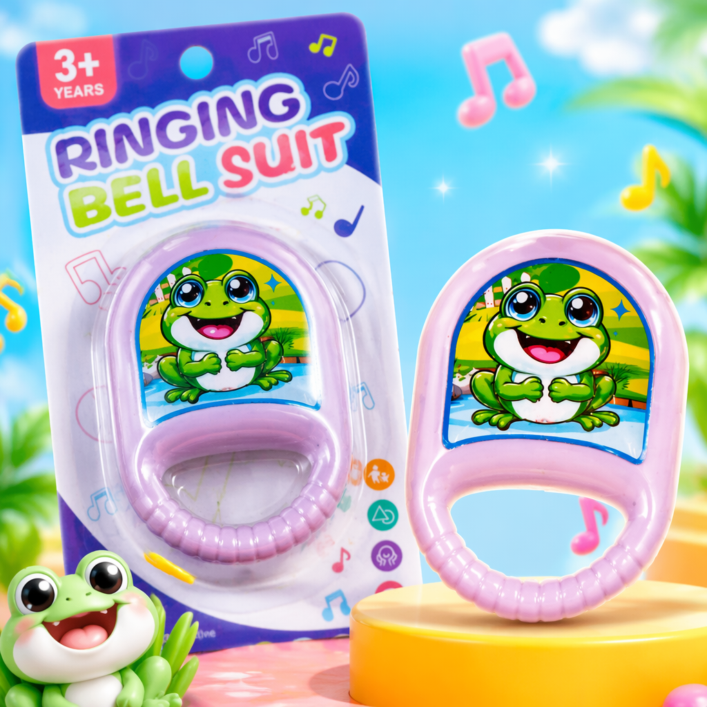 Purple frog-shaped bell toy for children's intelligence, sound and early education, soothing plush Specification image