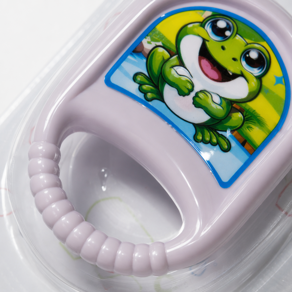 Purple frog-shaped bell toy for children's intelligence, sound and early education, soothing plush Application Scenario