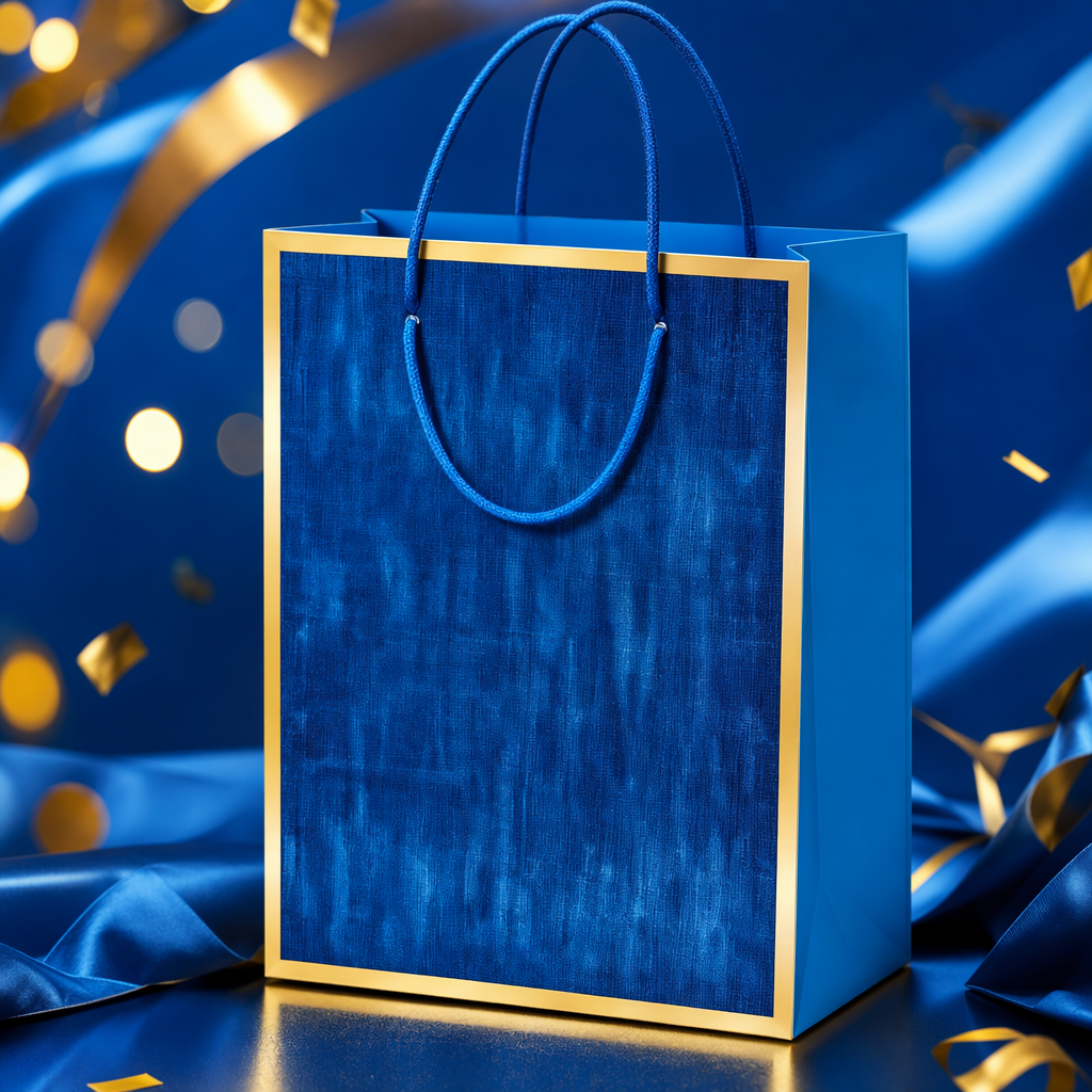 Blue hand-held gift bag, large thickened eco-friendly shopping bag, gift packaging bag Specification image