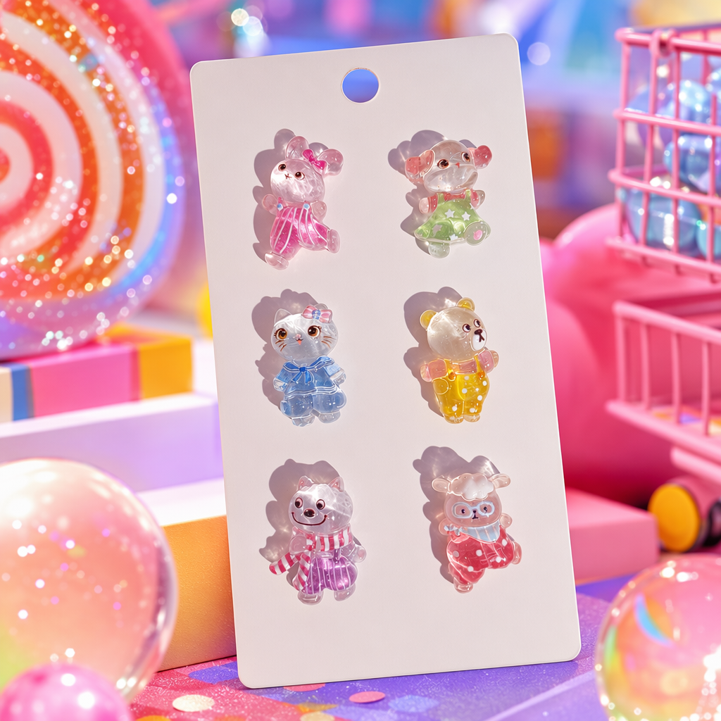 Transparent cartoon animal pendant, cute and fun keychain, mobile phone chain decoration Specification image