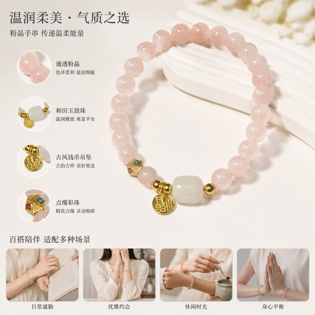 粉色珠串手链 天然淡水珍珠轻奢气质日常搭配