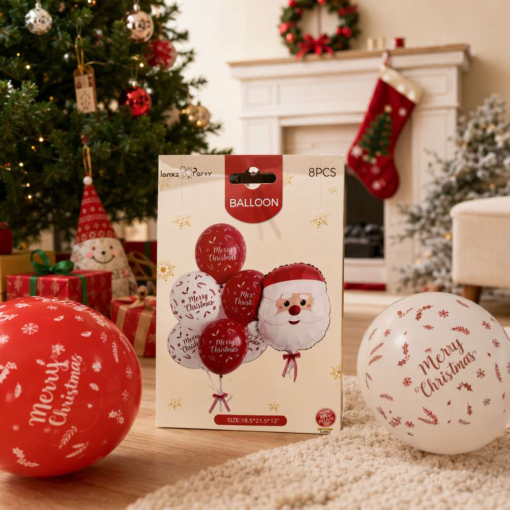 Santa Claus shaped foil balloon set, festive party decoration items details Picture