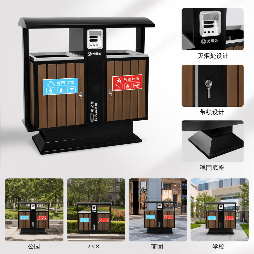 A combination of multi-color classified trash cans for home kitchens and living rooms can be stacked with eco-friendly plastic