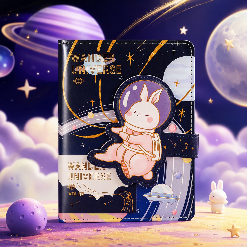 Deep blue starry sky theme notebook cover Space Rabbit 3D sticker WANDER UNIVERSE Specification image