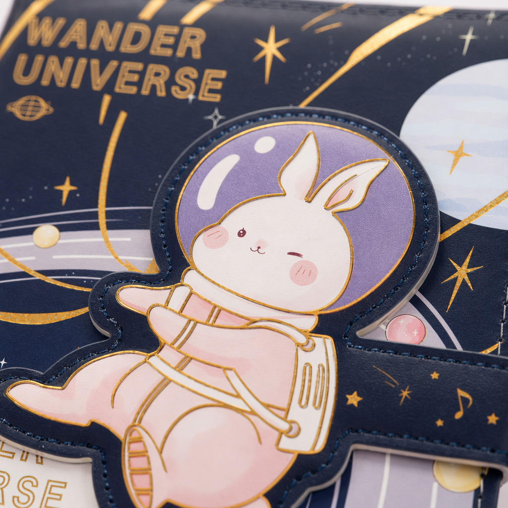 Deep blue starry sky theme notebook cover Space Rabbit 3D sticker WANDER UNIVERSE Application Scenario