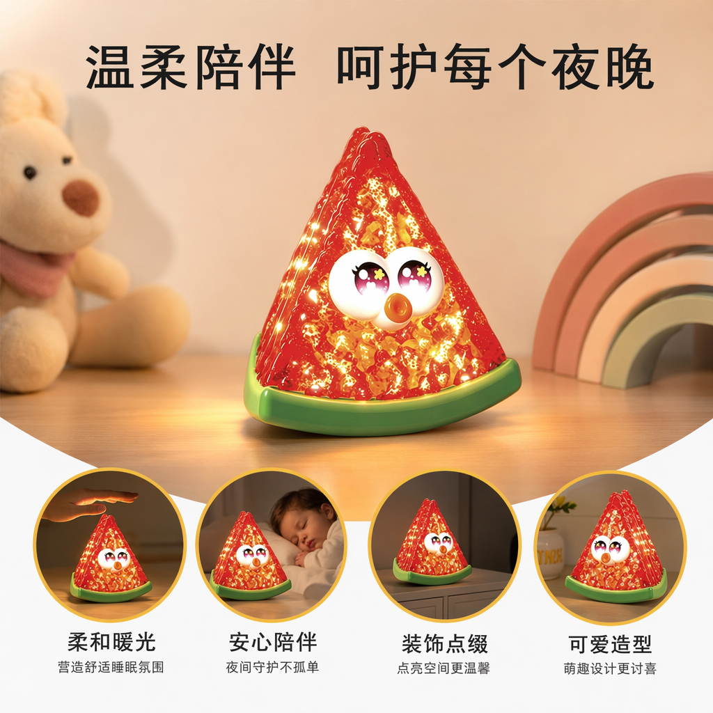 红色西瓜造型夜灯创意卧室床头小夜灯温馨暖光