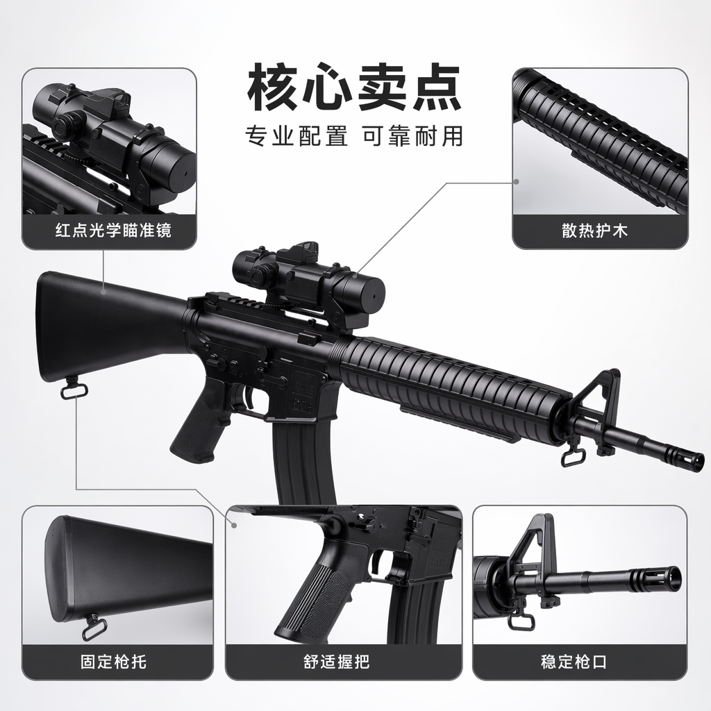 黑色水弹枪玩具儿童户外射击游戏套装