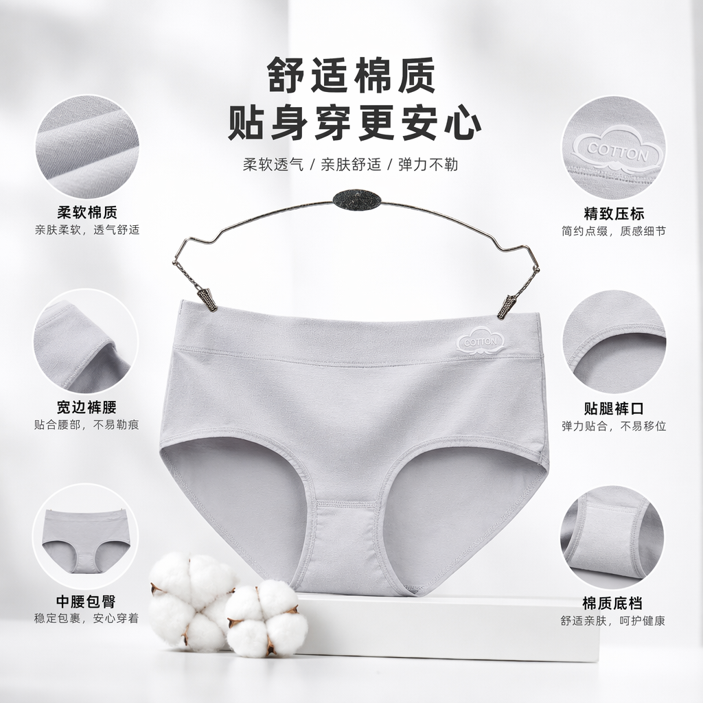 纯棉白色内裤女士基础款舒适透气无痕三角裤