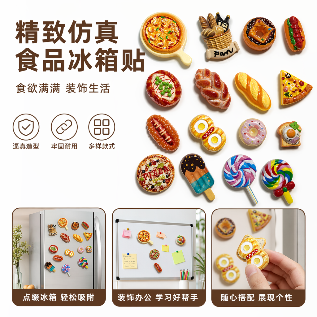 彩色食物造型磁贴 厨房冰箱装饰创意儿童益智玩具
