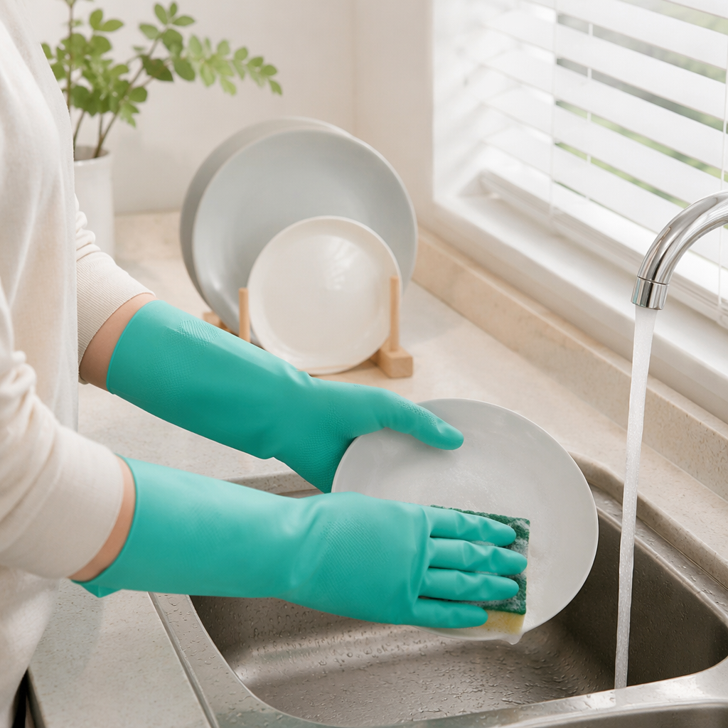 Green nitrile rubber chemical protective gloves, acid and alkali resistant, oil resistant and wear-resistant protective gloves details Picture