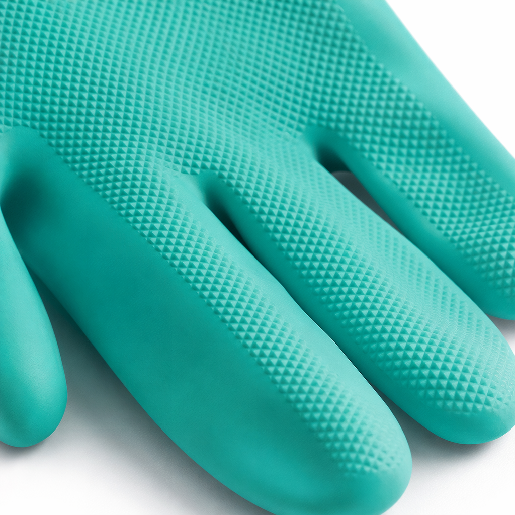 Green nitrile rubber chemical protective gloves, acid and alkali resistant, oil resistant and wear-resistant protective gloves Application Scenario