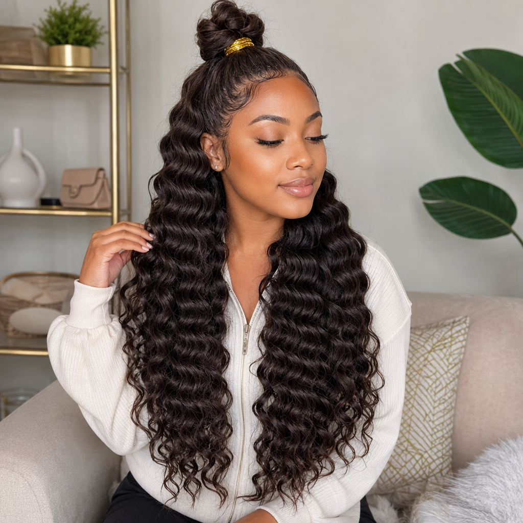 Dark brown curly hair pieces with natural and fluffy bangs details Picture