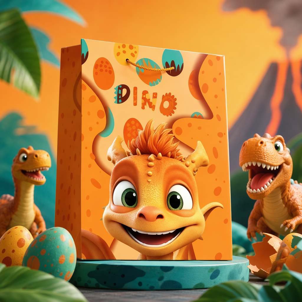 Bolsa de regalo de dinosaurio de dibujos animados naranja para niños bolsa de fiesta de cumpleaños cute moe fun bolsa de almacenamiento Specification image