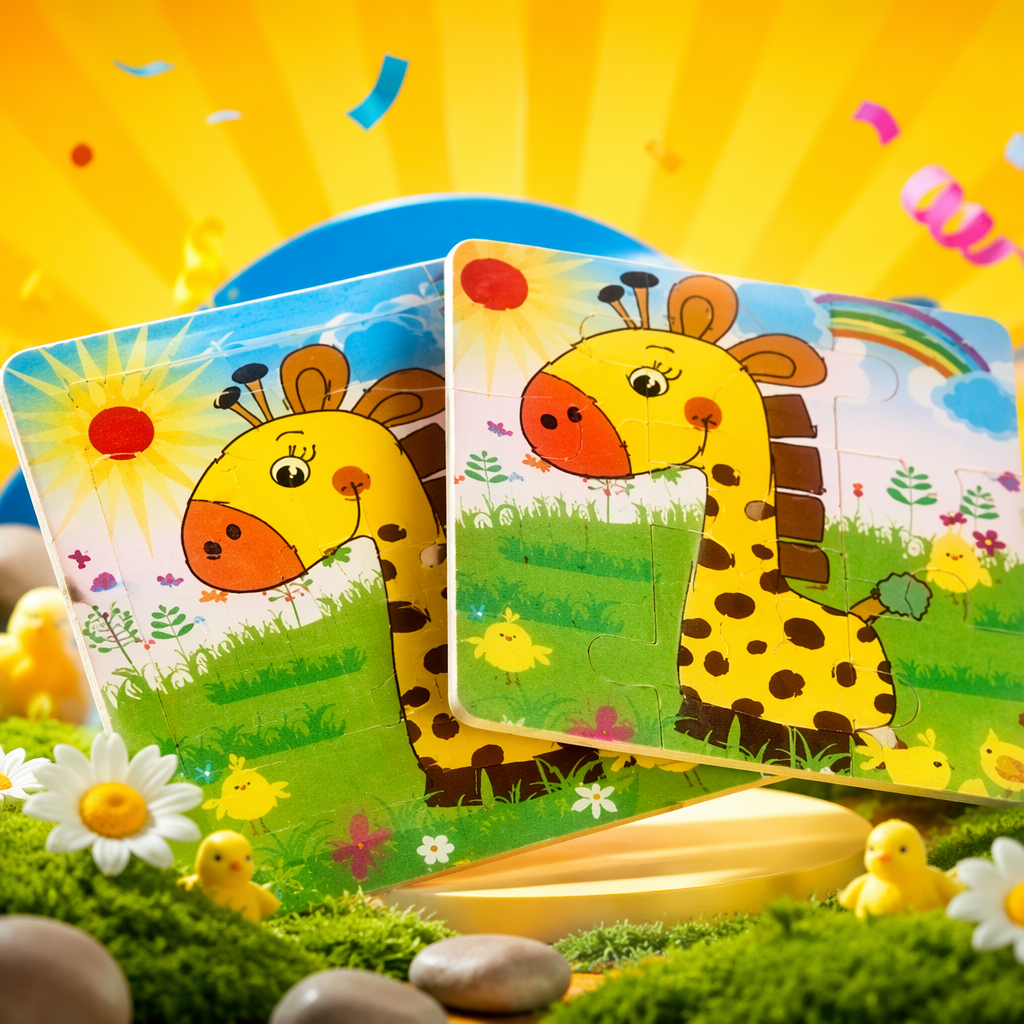 Colorful giraffe-patterned children's thick cardboard book with rounded corners for safe and educational enlightenment Specification image